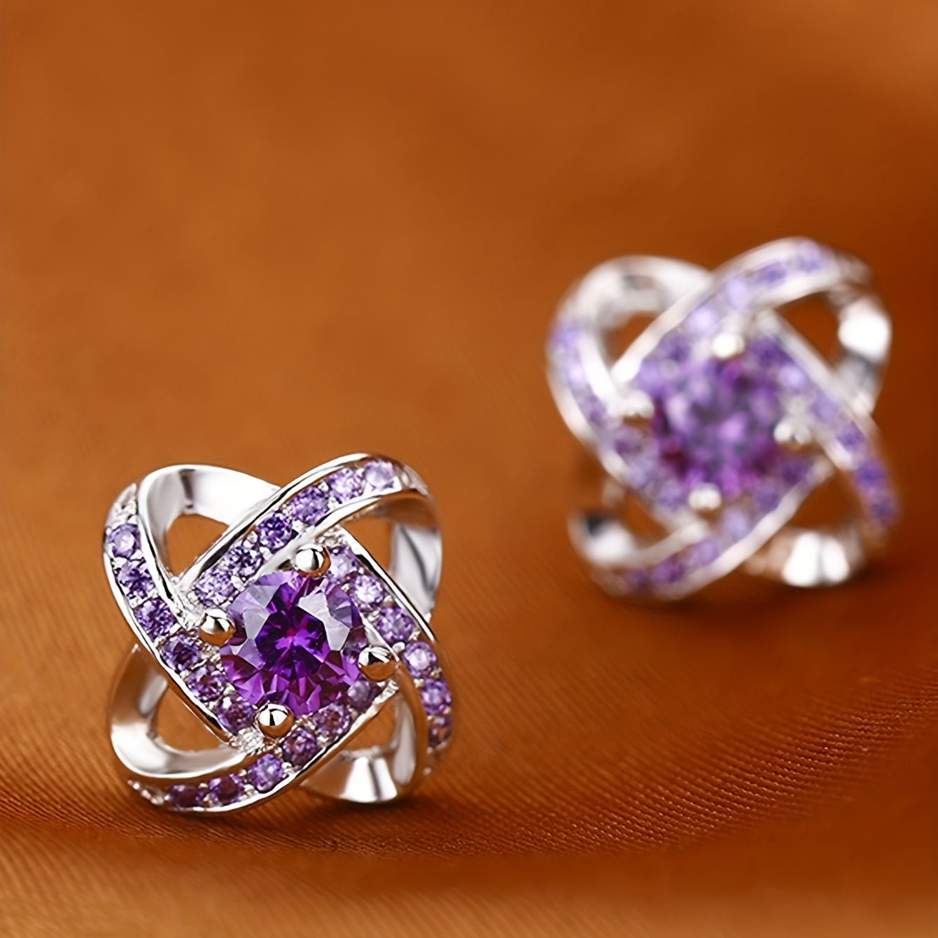 Purple Clover Earrings