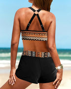 Maryan - Geometrisch Patroon Bikini met Hoge Elastische Taille