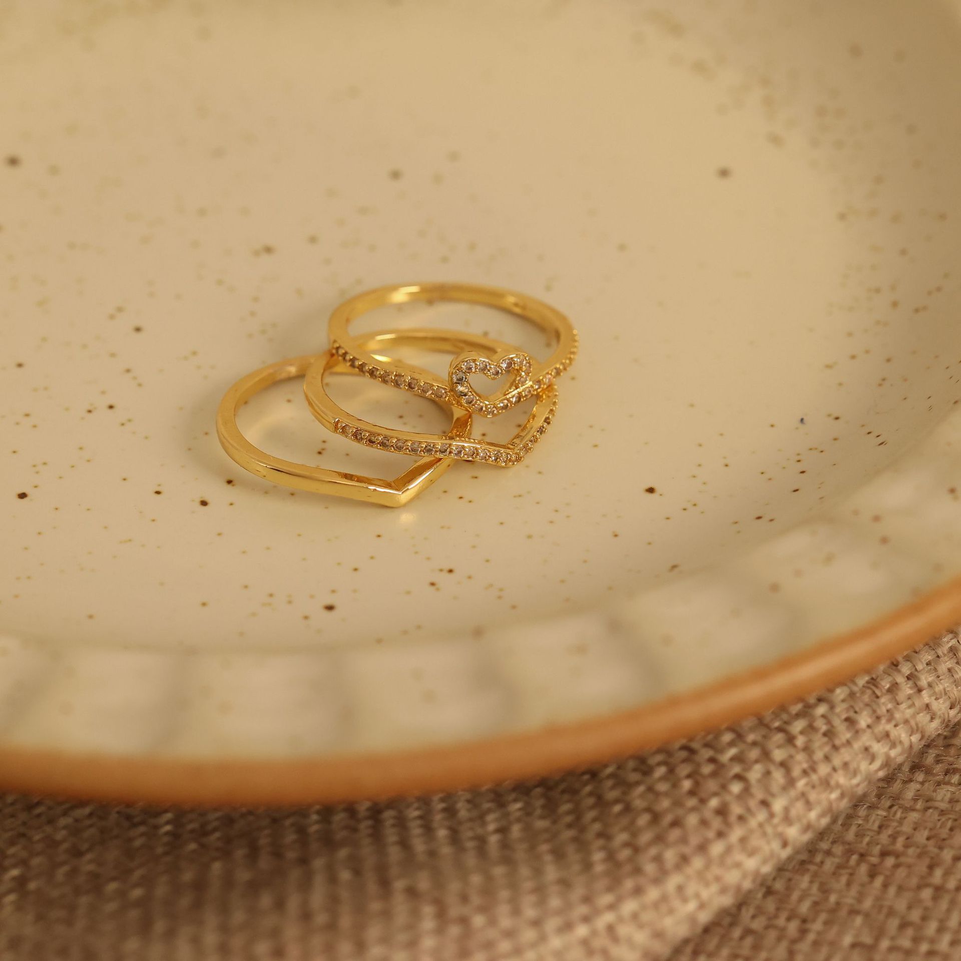 Eliza | Shining Love Wish Bone Stacking Rings