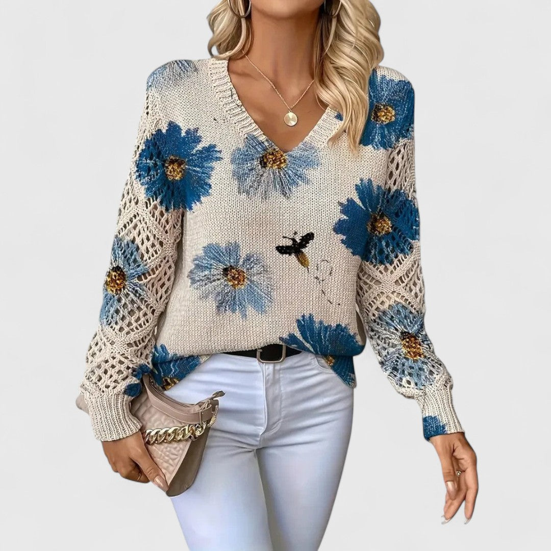 Annes - Elegant sweater with floral pattern