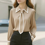 Contrasting House Tie Blouse