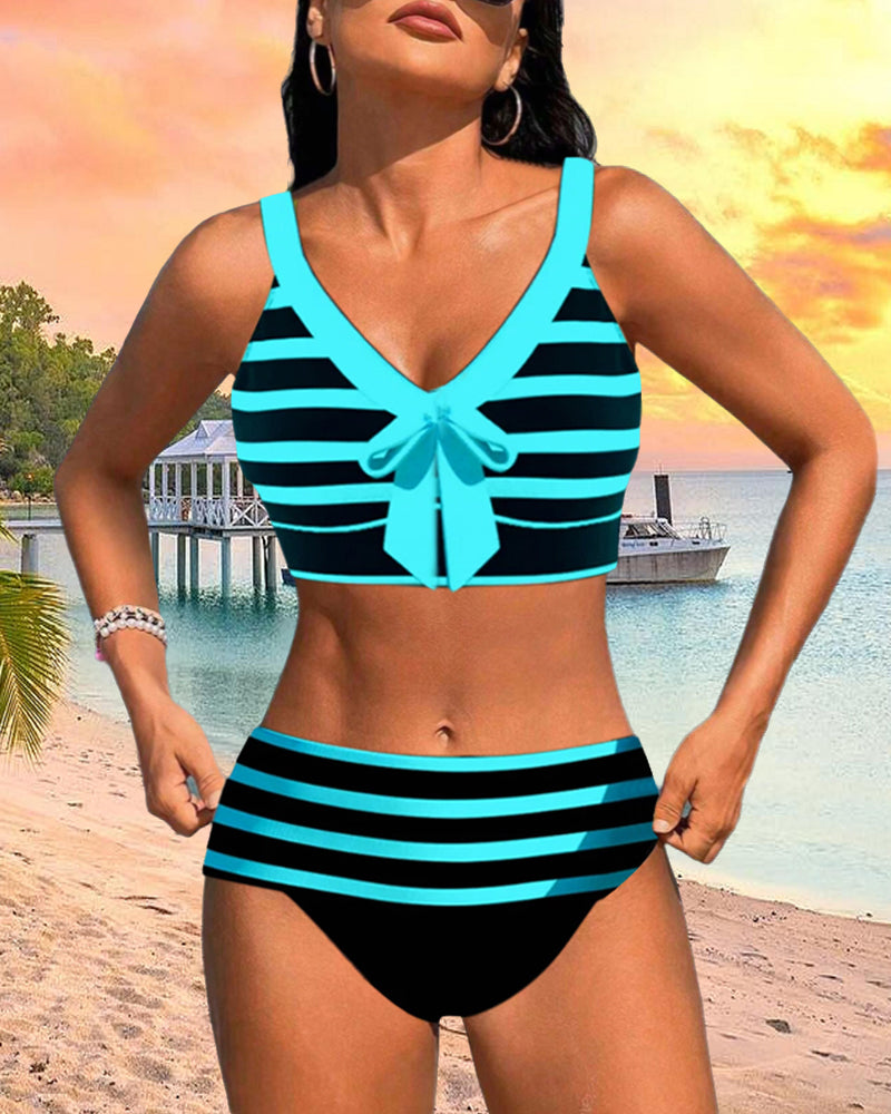 Amahle® | Striped High-Waisted Bikini
