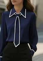 Contrasting House Tie Blouse