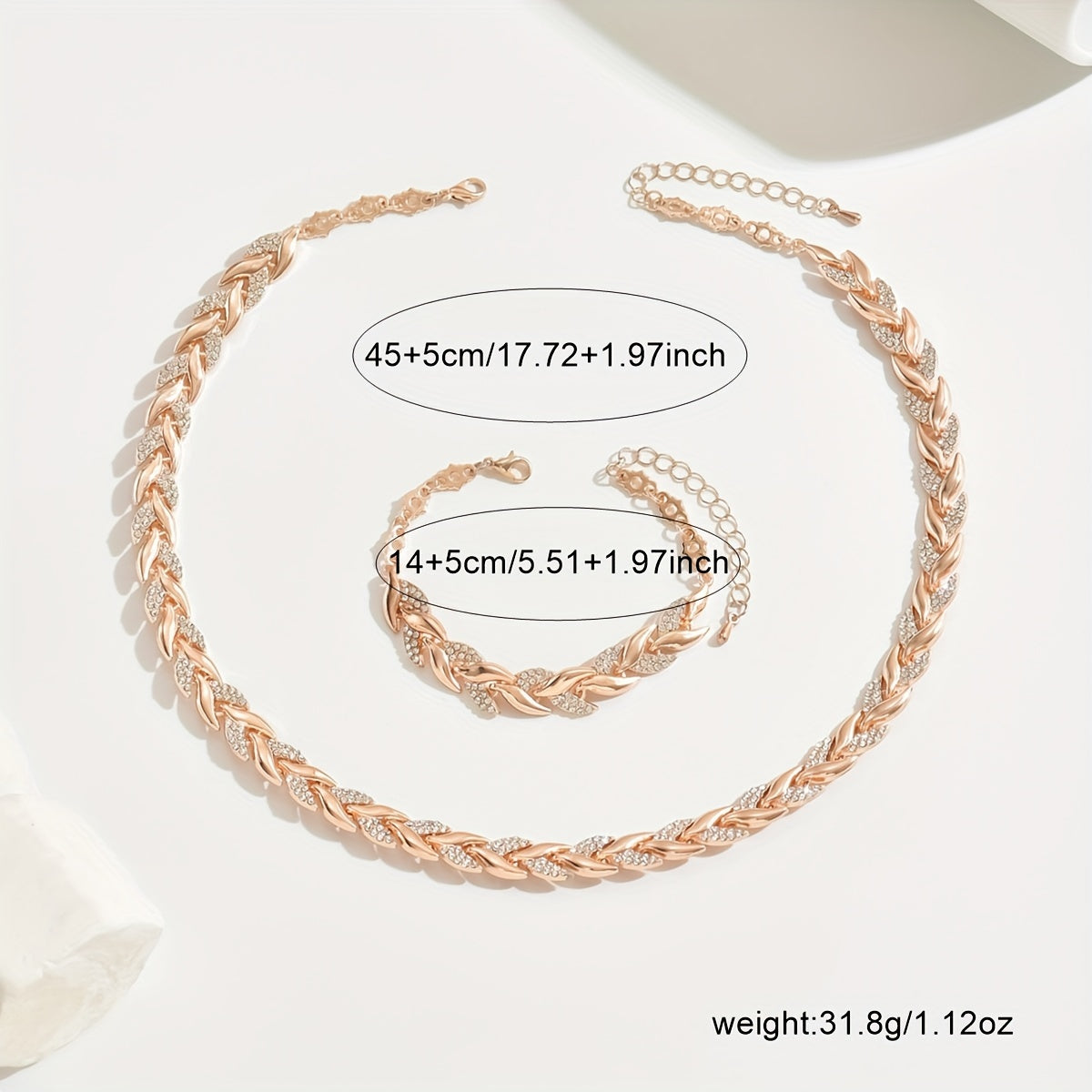 Crystal Herringbone Jewelry Set