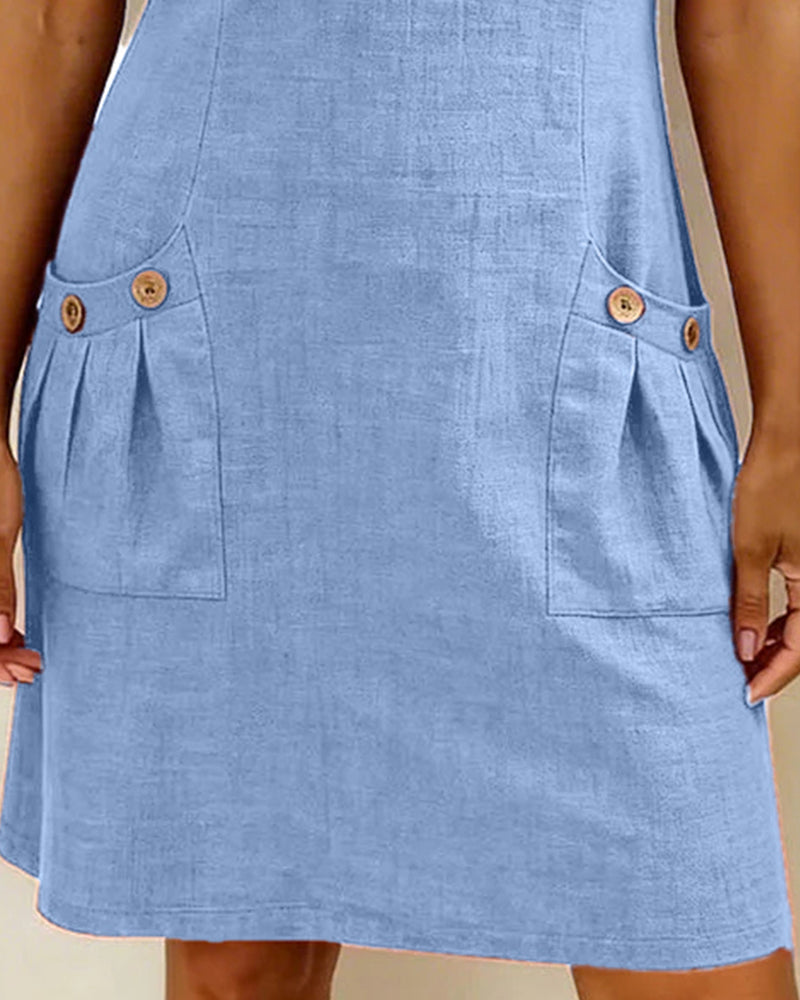 Vania - Cotton Dress with Zip Pocket