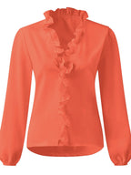 Maisie | Ruffled V-Neck Long Sleeve Blouse