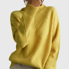 Angela – Modern Geometric Turtleneck Sweater