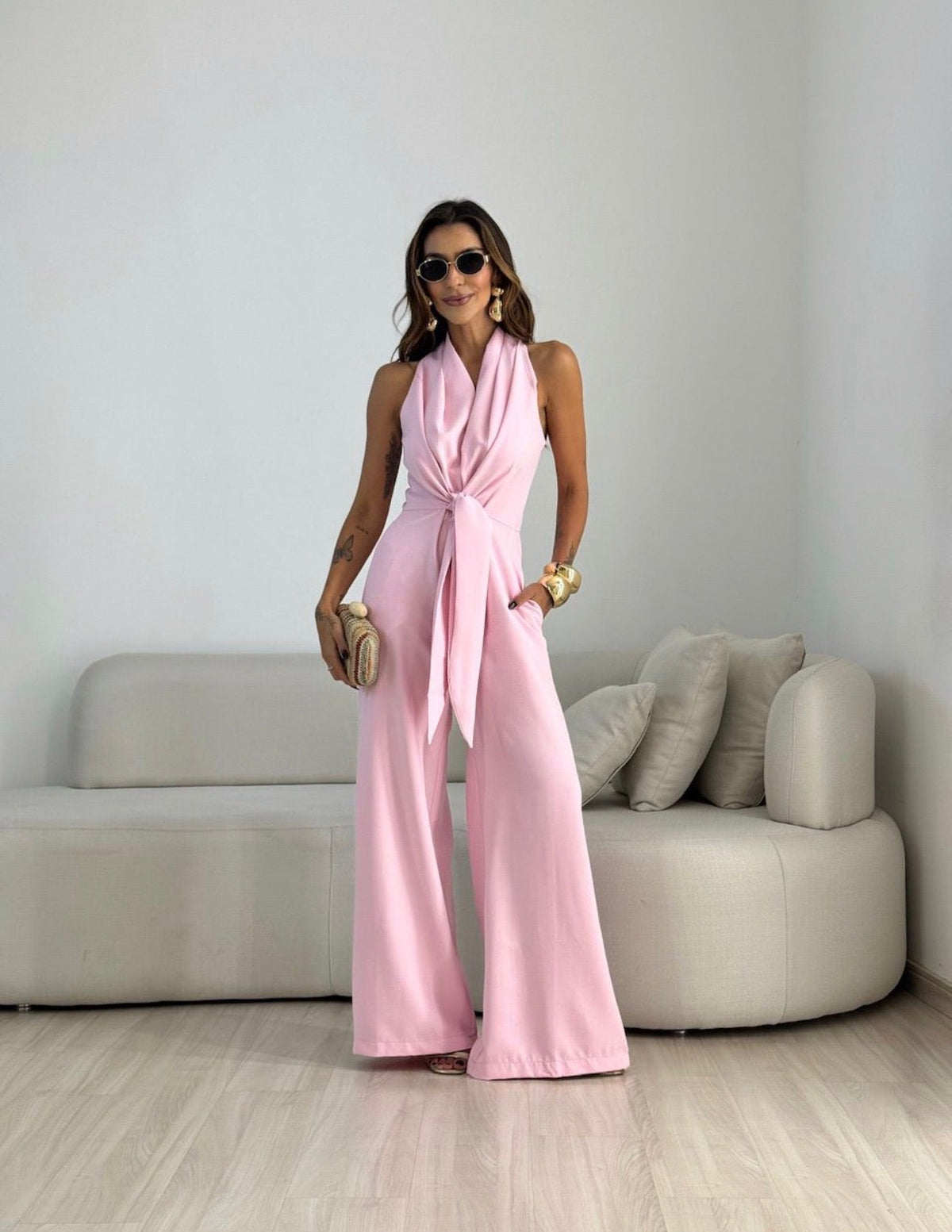Sleeveless Top and Wide-Leg Pants Set