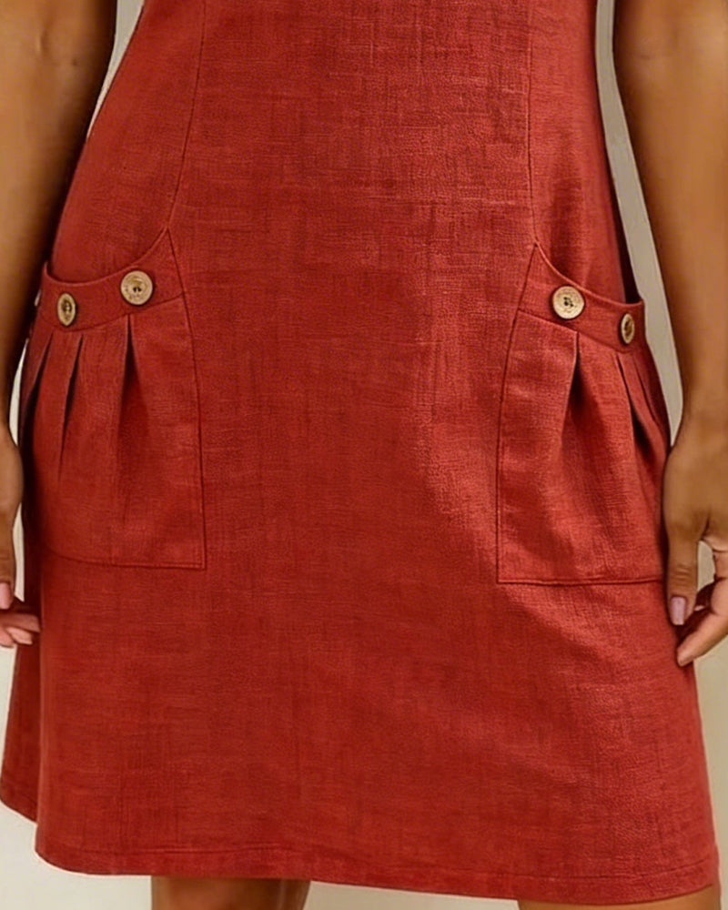 Vania - Cotton Dress with Zip Pocket