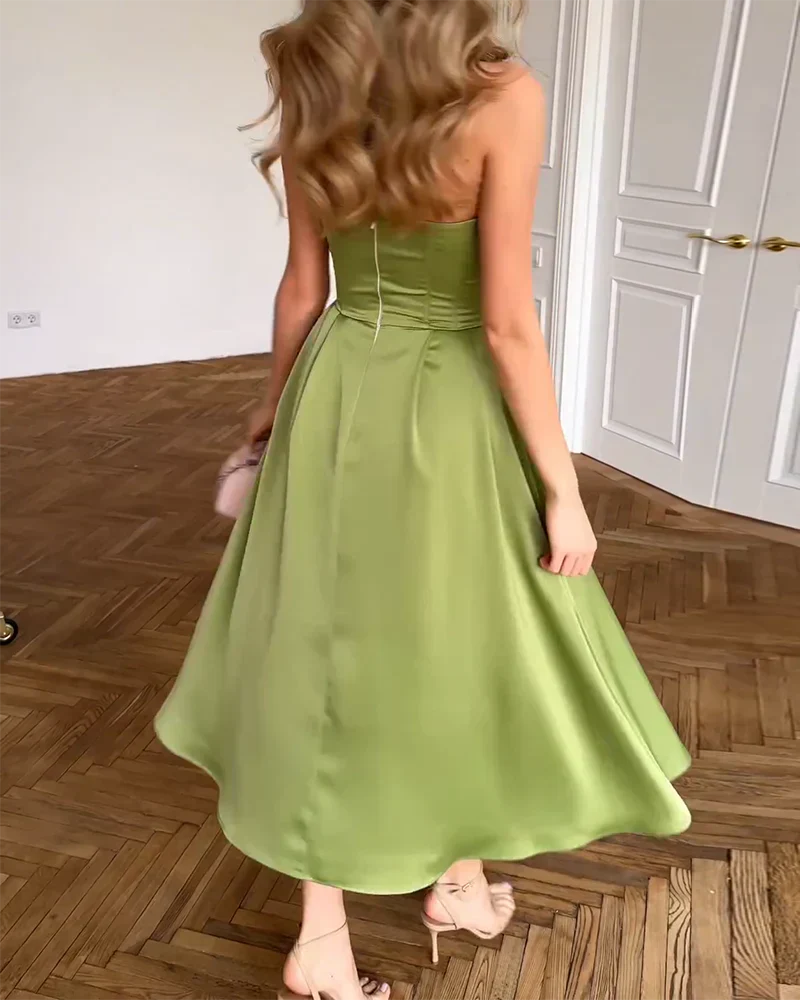 Liora | Elegant Strapless Midi Dress