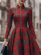Amelia | Long Sleeve Plaid Dress