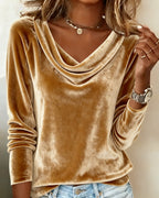 Margaret – Luxurious Velvet Drape-Neck Sweater