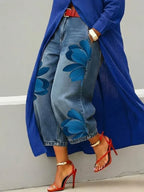 Maud - Linen Shirt Dress and Floral Jeans Set