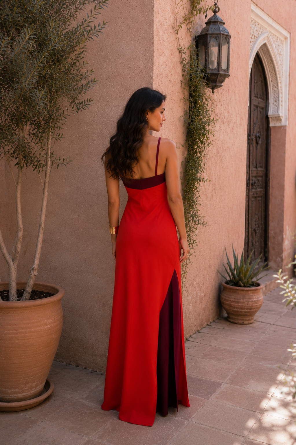 Long halter dress with slit