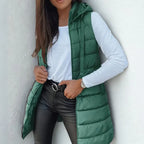 Maria - Casual Sleeveless Hooded Long Puffer Vest