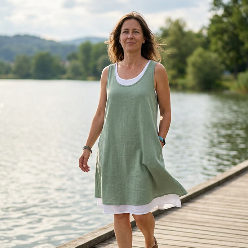Anna | Women’s Sleeveless Linen-Blend Dress