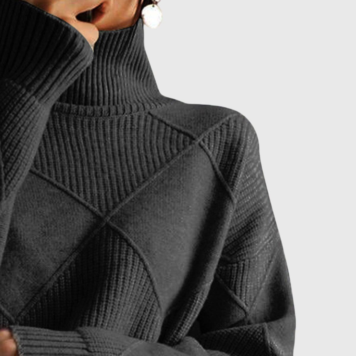 Angela – Modern Geometric Turtleneck Sweater