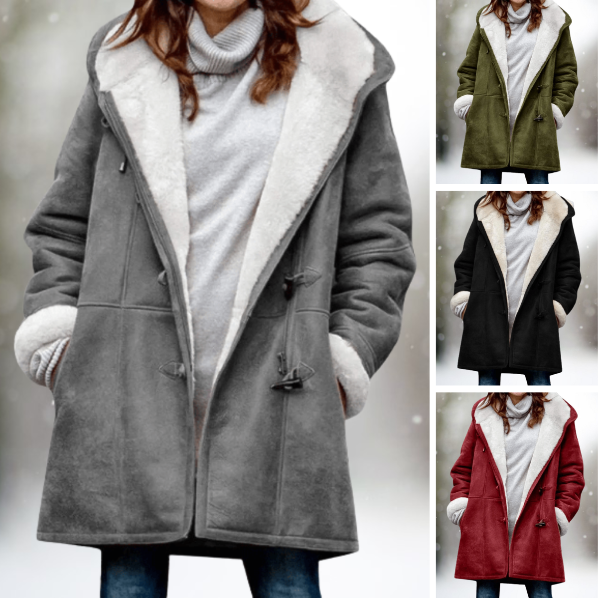 Amelia - Premium Suede Fleece Hooded Jacket