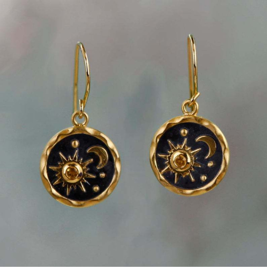 Boho Sun and Moon Earrings