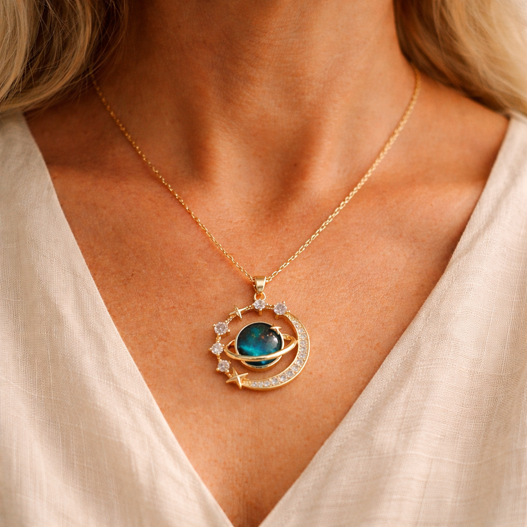 Lunea Mode® | The Luna - Celestial Moon & Star  Pendant Necklace in Gold