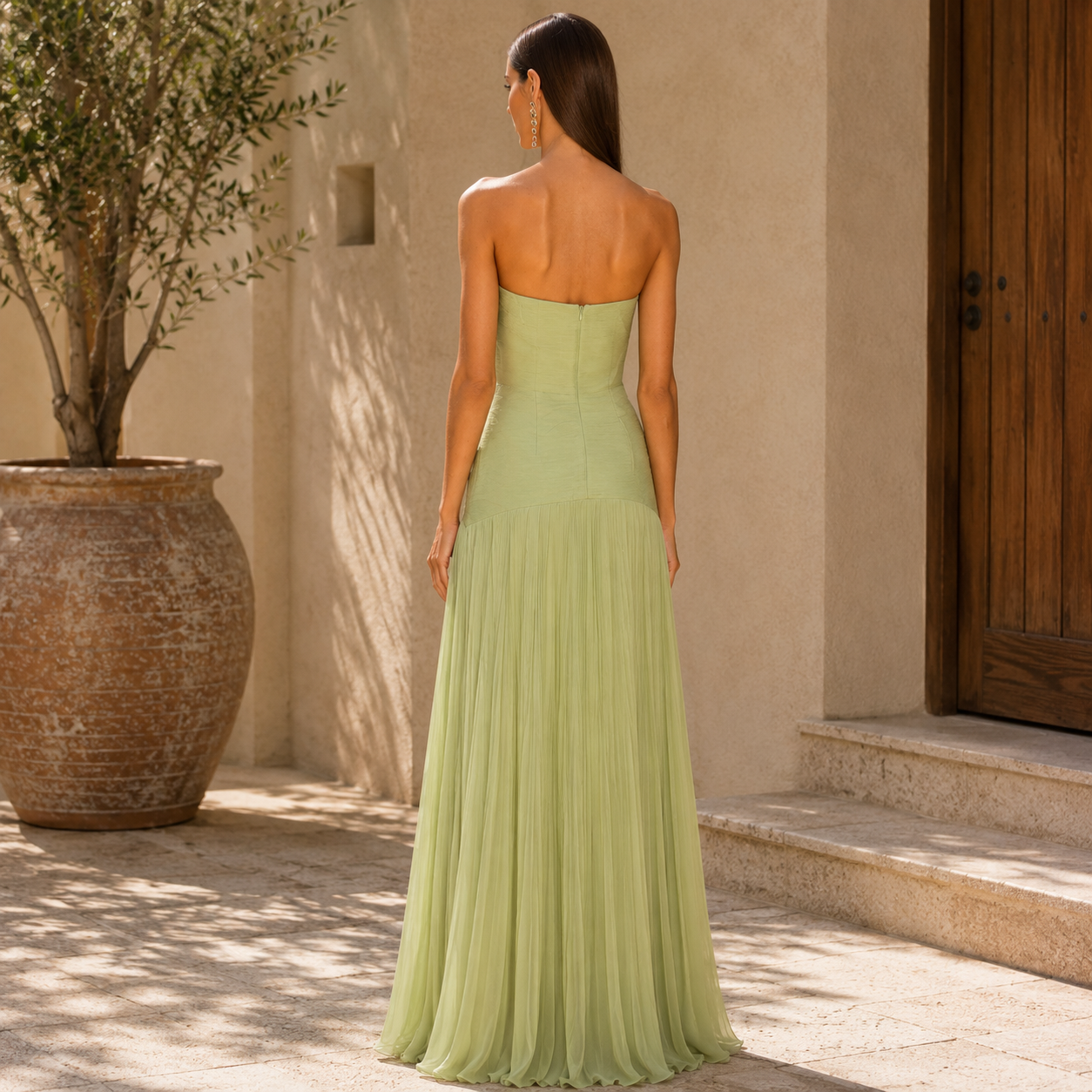 Dress with off-shoulder design
