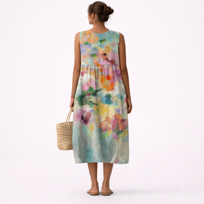 Carla elegante multicolor midi-jurk