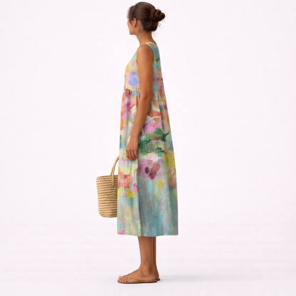 Carla elegante multicolor midi-jurk