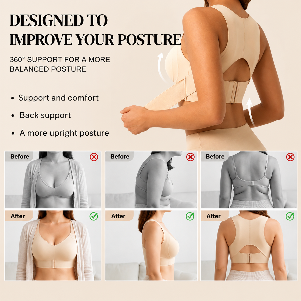 Posture-Correcting and Enhancing Bra
