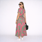 Lunea Mode® | The Flora - Botanical Print  V-Neck Wrap Midi Dress