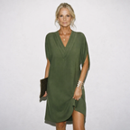 Lunea Mode® | The Valentina Elegant V-Neck Batwing Sleeve Mini Dress