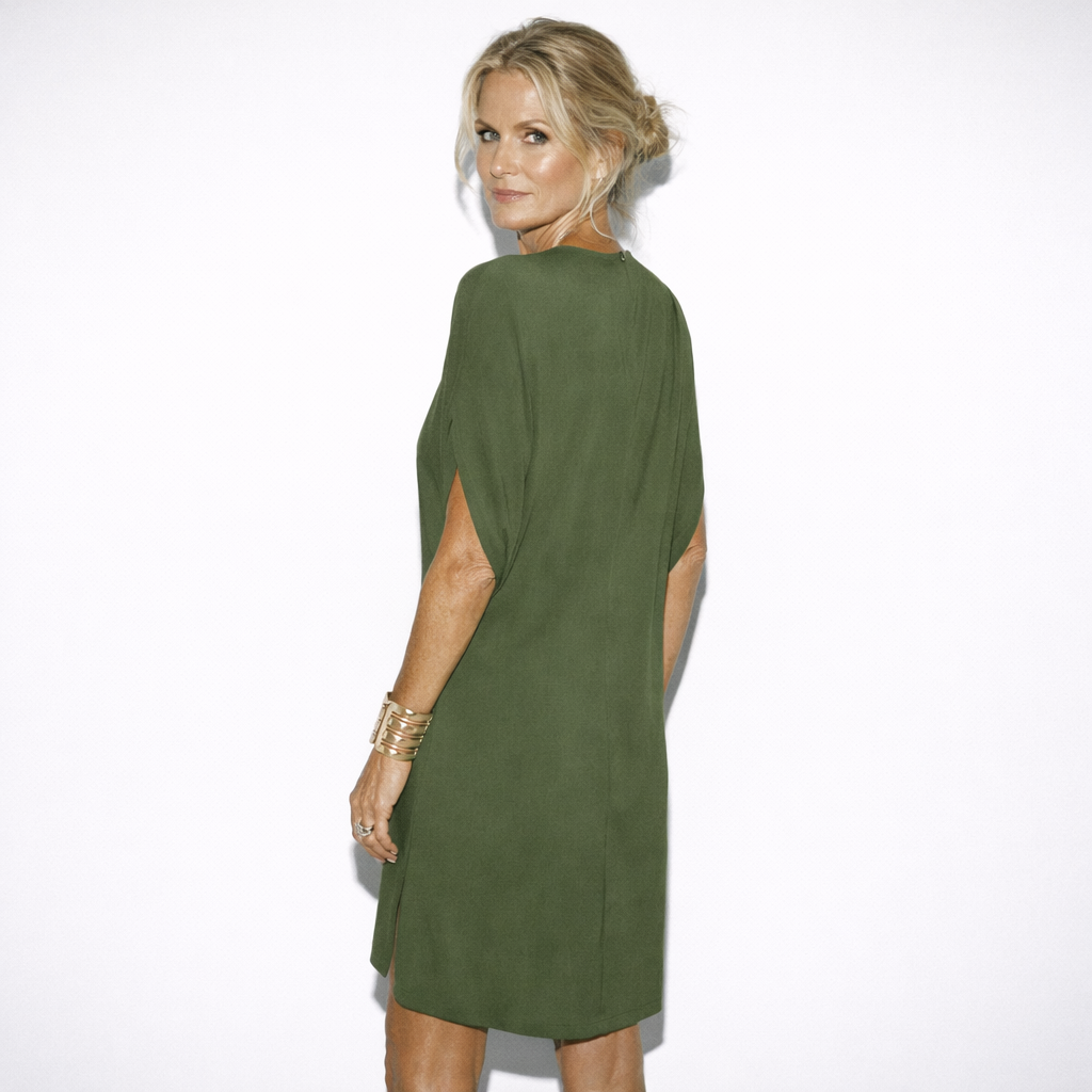 Lunea Mode® | The Valentina Elegant V-Neck Batwing Sleeve Mini Dress
