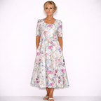 Lunea Mode® | The Josephine Floral Print A-Line Midi Dress
