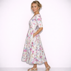 Lunea Mode® | The Josephine Floral Print A-Line Midi Dress