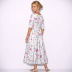 Lunea Mode® | The Josephine Floral Print A-Line Midi Dress