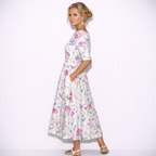 Lunea Mode® | The Josephine Floral Print A-Line Midi Dress