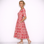 Lunea Mode® | The Josephine Floral Print A-Line Midi Dress