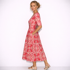 Lunea Mode® | The Josephine Floral Print A-Line Midi Dress