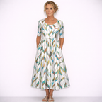 Lunea Mode® | The Josephine Floral Print A-Line Midi Dress