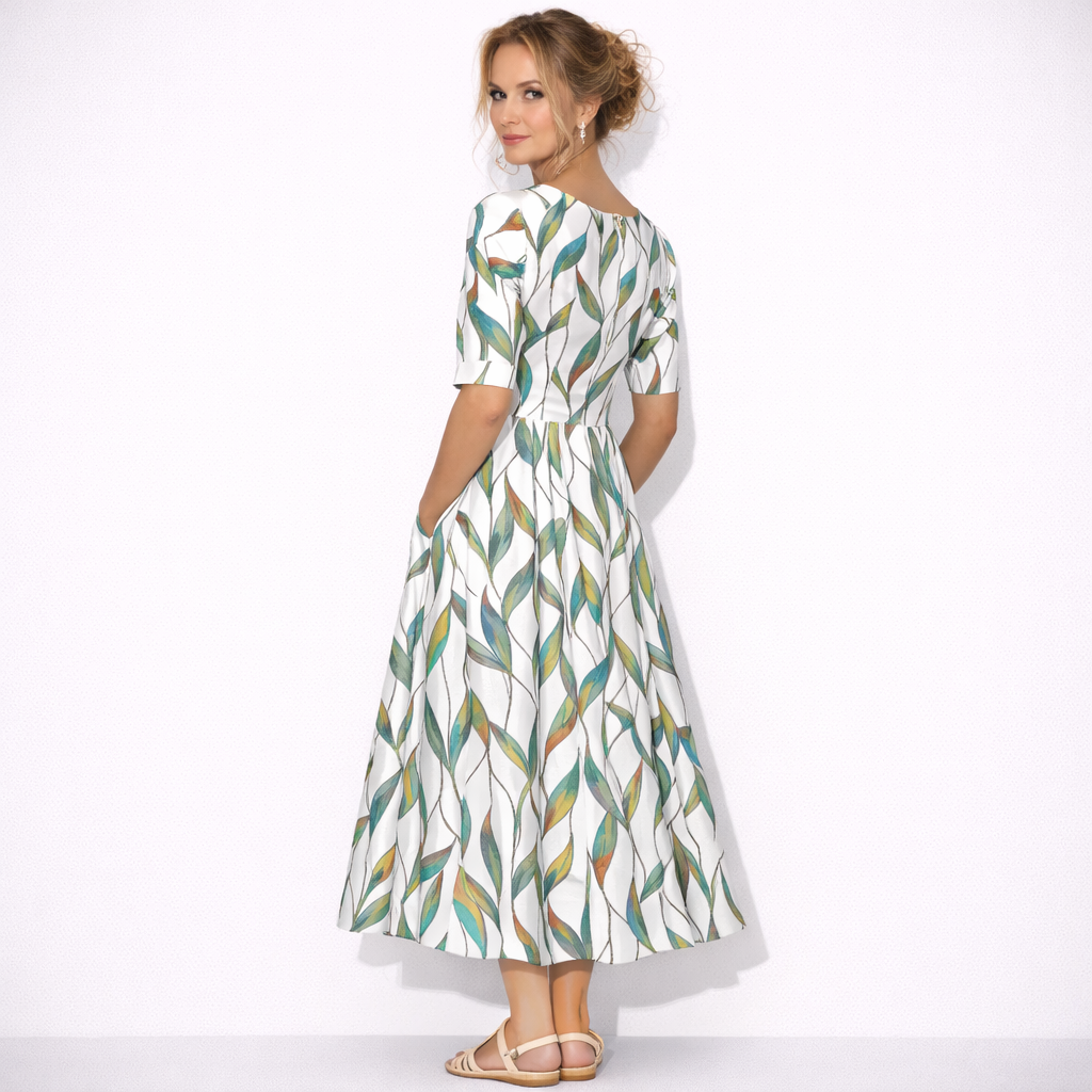 Lunea Mode® | The Josephine Floral Print A-Line Midi Dress