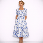 Lunea Mode® | The Josephine Floral Print A-Line Midi Dress