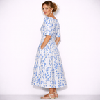 Lunea Mode® | The Josephine Floral Print A-Line Midi Dress