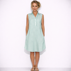 Lunea Mode® | Margot - Classic Striped Sleeveless Shirt Dress