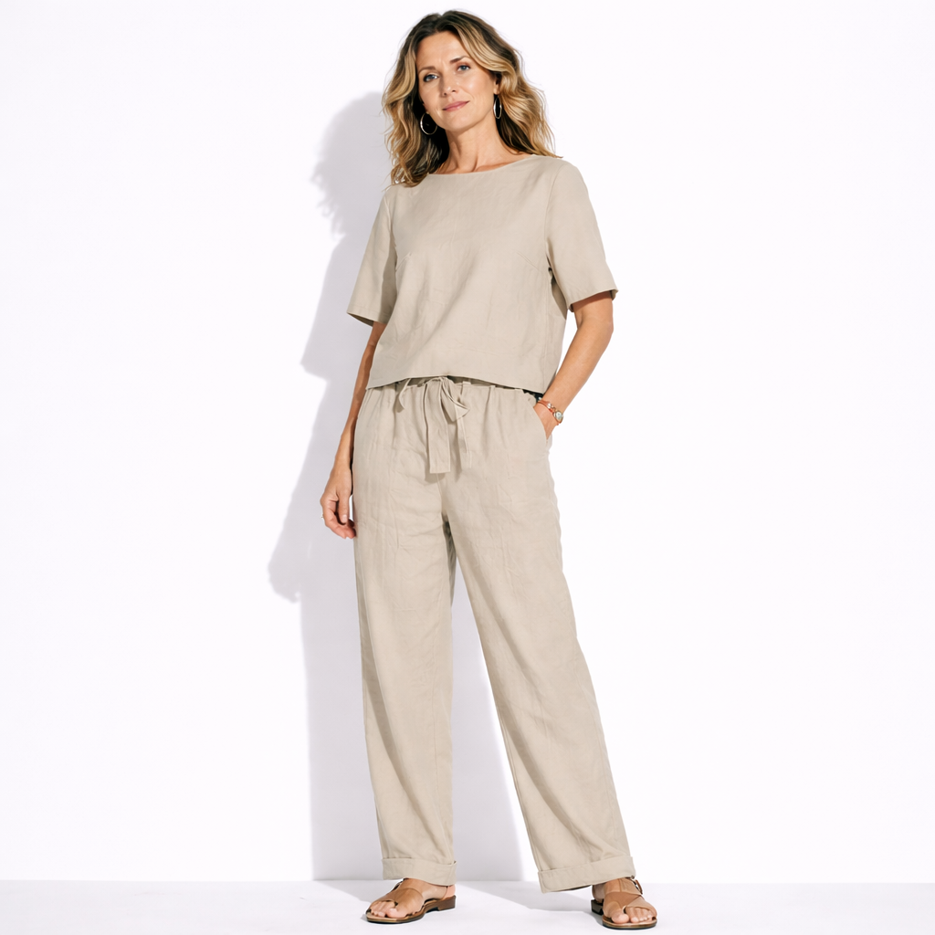 Lunea Mode® | The Ava - Pure Cotton Relaxed Tie Waist Two Piece Set
