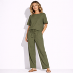 Lunea Mode® | The Ava - Pure Cotton Relaxed Tie Waist Two Piece Set