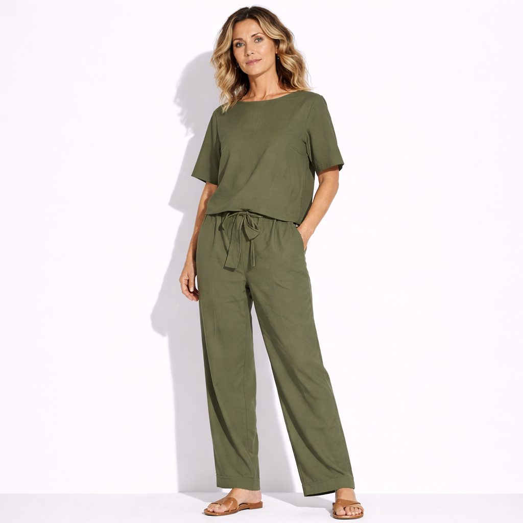 Lunea Mode® | The Ava - Pure Cotton Relaxed Tie Waist Two Piece Set