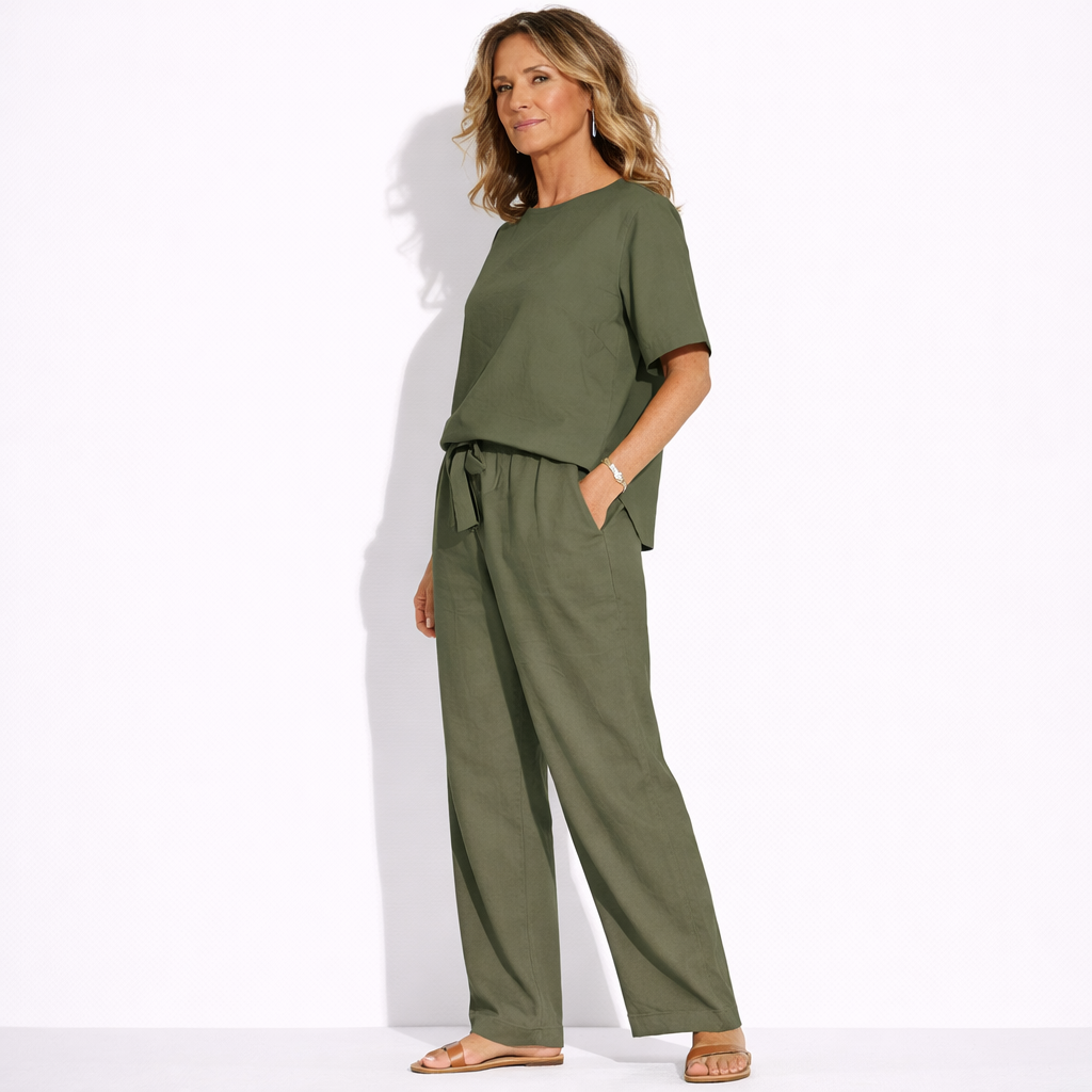 Lunea Mode® | The Ava - Pure Cotton Relaxed Tie Waist Two Piece Set