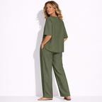 Lunea Mode® | The Ava - Pure Cotton Relaxed Tie Waist Two Piece Set