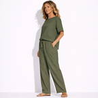 Lunea Mode® | The Ava - Pure Cotton Relaxed Tie Waist Two Piece Set