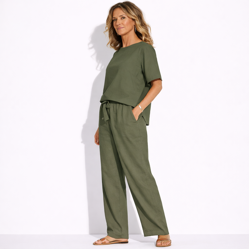 Lunea Mode® | The Ava - Pure Cotton Relaxed Tie Waist Two Piece Set