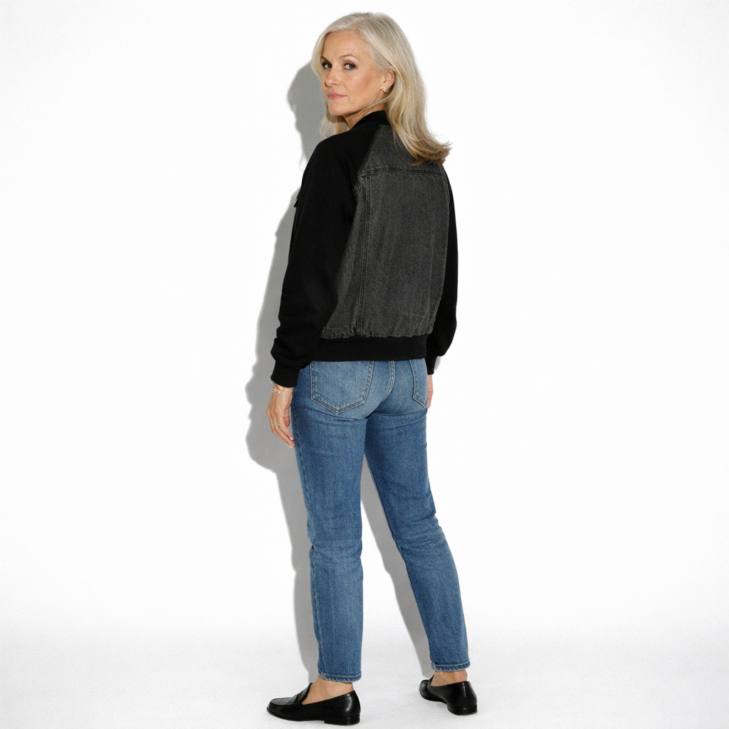Lunea Mode® | The Blake - Contrast Sleeve Denim Patchwork Jacket